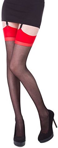 Calze per reggicalze  - Basic - 20 DEN - Donna Multicolore Schwarz mit rotem Bund