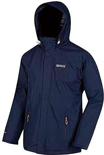 Waterproof Lined Hooded Jacket Matt Giacca Shell Leggera Impermeabile Traspirante con Cappuccio Fodera in Mesh, Navy/Navy, L Mens