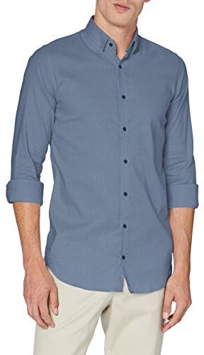 Langarm Hemd Camicia Button-Down, Blu, 42 Uomo