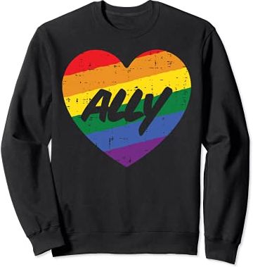 Ally Heart Gay Rainbow Pride Flag LGBTQ Support Men Women Felpa