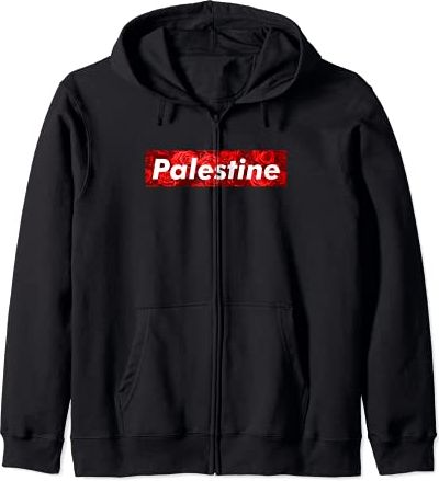 Red Palestine Free Palestine Free Gaza Flag Arabic Felpa con Cappuccio