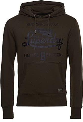 Military Graphic UB Hood Felpa con Cappuccio, Black Olive Grit, L Uomo