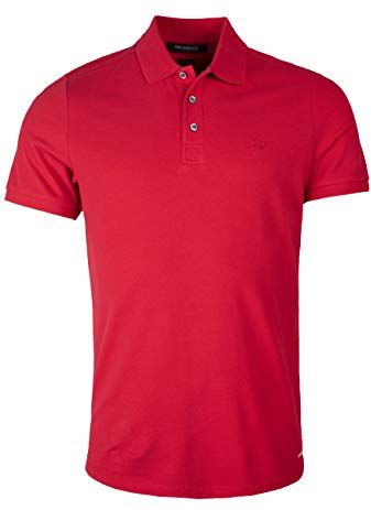 Herren Poloshirt aus Baumwolle-Regular Fit Polo, Pastellrot, X-Large Uomo