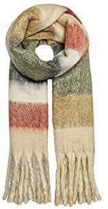 ONLBASIL Life Striped Scarf Sciarpa Pesante, Dettagli: Nero/Toast/Lgm/Ecru/Ginger R/Forest Night, Taglia Unica Donna