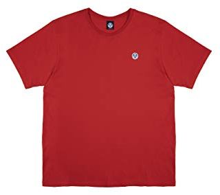 Uomo Maglietta in Rosso Jersey di Cotone con Maniche Corte e Scollo Rotondo - vestibilità Regular - 3XL