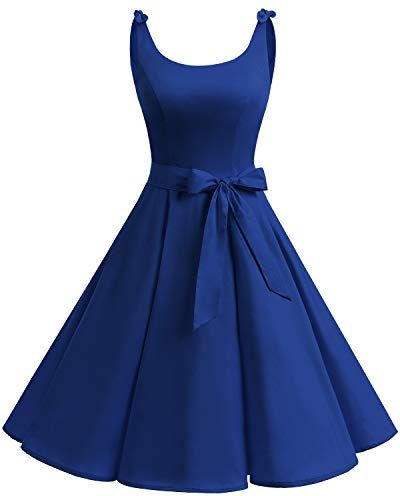 Donna Vestiti Vestito 1950 Festa Cocktail Vintage Rockabilly RoyalBlue 3XL