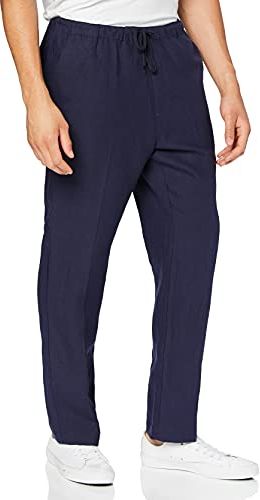 Marchio Amazon - MERAKI Pantaloncini in Lino Uomo, Blu (Navy Denim), XL, Label: XL