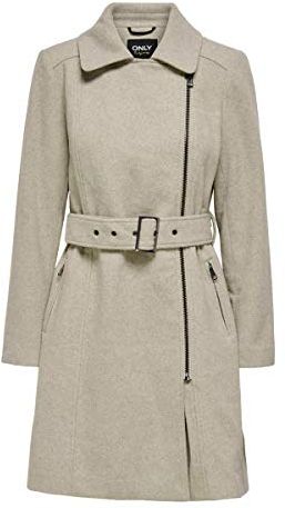 ONLOLIVIA Long Biker Wool Coat Otw Cappotto di Misto Lana, Chateau Gray, M Donna