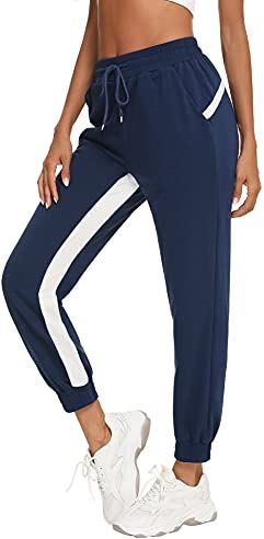 Pantaloni della Tuta Donna Pantaloni Estivi per Yoga Jogging Citness Sweatpants Blu Navy XL