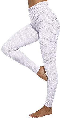 Leggings Sportivi Donna Push Up Fitness Pantaloni Vita Alta Yoga Pant Modellanti Seamless Allenamento Palestra in Esecuzione all'aperto,Bianca-XL