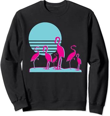 Flamingos Vaporwave Aesthetic Retro 1980s Sunset Vaporwave Felpa