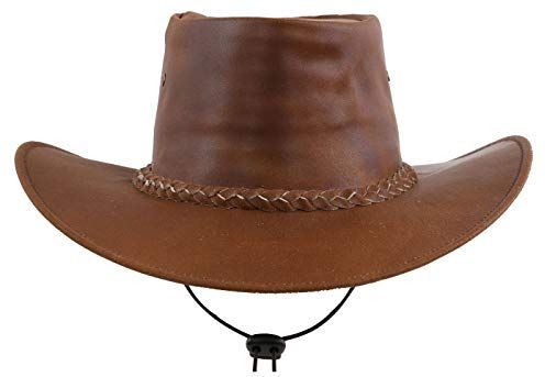 Australia - Cappello da cowboy, pieghevole, in pelle bovina, disponibile in 3 colori Beige/Marrone S