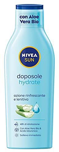 SUN Latte Doposole Hydrate in Flacone maxi formato da 200 ml, Latte Corpo con Aloe Vera Bio e Acido Ialuronico, Crema Doposole ad Azione Rinfrescante e Lenitiva