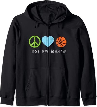 Peace Love Basketball Cool Hippie Baller Coach Men Women Felpa con Cappuccio