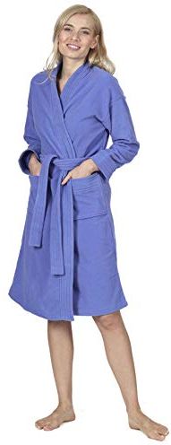 Vestaglia da Donna in Morbido Pile, Accappatoio Donna per Spa,Hotel,Casa, Super Leggero e Traspirante (48-50,Blu Reale)