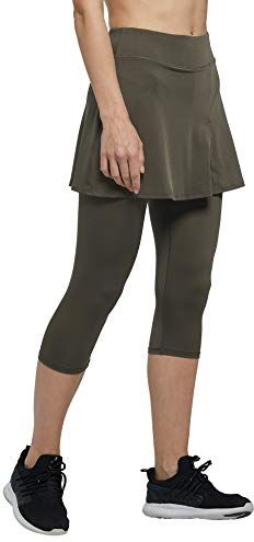 Donna Gonna Pantalone Taglio a Fessura Sports Tennis Golf Rock Legging 3/4 Elastico Tessuto 2 in 1(Army Green,XL)