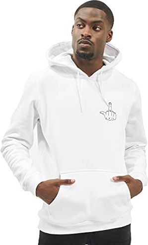 Herren Middle Finger Kapuzenpullover, White, S