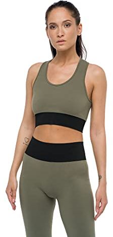 Top Sportivo Donna-T-Shirt-Infinity Reggiseno, Olive/Black, Regular