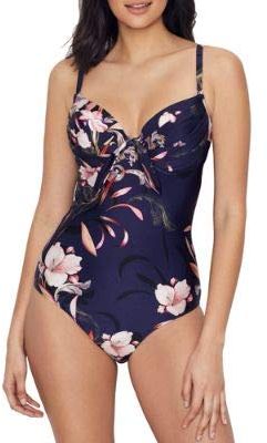 Pour Moi? Orchid Luxe Padded Underwired Swimsuit Costume Intero, Navy/Pink, 34B Donna