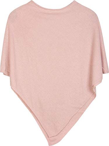 Morbido Poncho in Maglia fine in Tinta Unita, Girocollo, Donna 08010042, Colore:Rosa