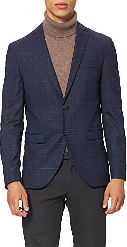 SLHSLIM-MYLOBILL DKBLU GR Chk BLZ B Noos Blazer, Dark Blue/Checks:Grey, 44 Uomo