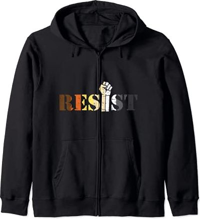 Resist Raised Fist Protest LGBTQ Gay Bear Flag Gay Pride Men Felpa con Cappuccio