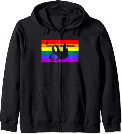 Cute Baby Sloth Lover LGBTQ Gay Pride Flag Stuff Queer Art Felpa con Cappuccio