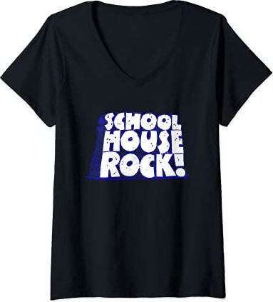 Donna Schoolhouse Rock Logo Inverso Maglietta con Collo a V