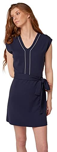 Robe Maniche Corte Donna Colore Blu Marino Trapezio con Cintura – Tunica Chic con Logo – Vestito Aderente Taglia XS – RROW0120-MAR-XS