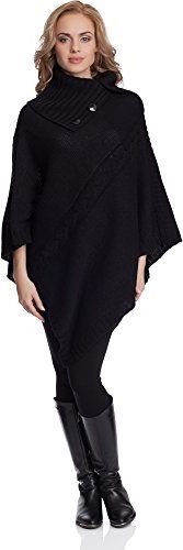 Poncho Donna 2V3T1 (Nero, Taglia Unica)