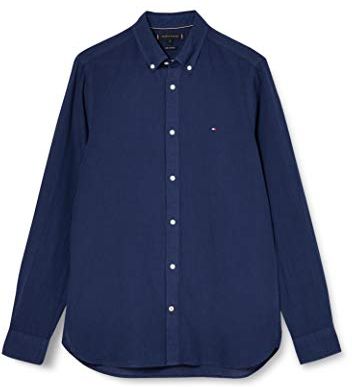 Slim Garment Dyed Co/li Shirt Camicia, Blu, XX-Large Uomo