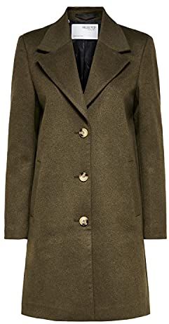 SLFNEW SASJA Wool Coat B Cappotto, Tarmac/Modello: mélange, 48 Donna