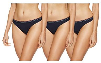 3P Stretch Cotton Thongs Slip a Tanga, Blu (Navy Blazer/Navy Blazer/Navy Blazer 416), XS Donna