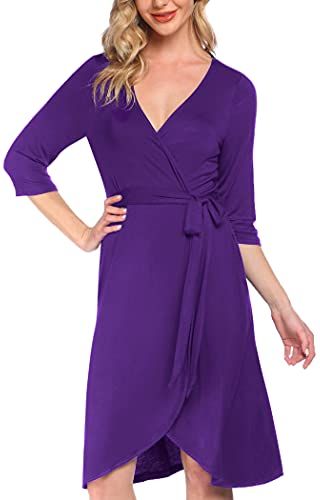 Vestaglia Sottile da Donna Cotone Leggero Scollo A V Sauna Accappatoio Viola L