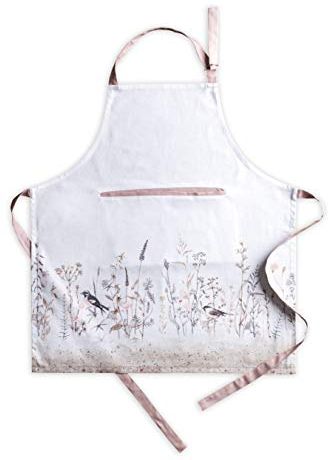 Maison d'Hermine Meadow Florals - Grembiule da cucina in 100% cotone, con collo regolabile, tasca centrale nascosta con cravatte lunghe per donne | Primavera/Estate (Brown, 70 cm x 85 cm)