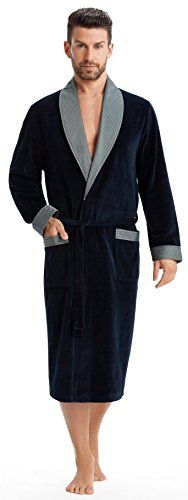 Elegante Vestaglia/Homewear Uomo, Collo Sciallato a Contrasto e Cintura, Blu di Prussia 2, S