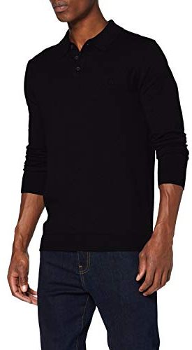 Knit Maglione Polo, Black, XL Uomo