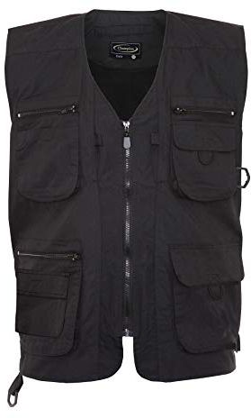 Dale - Gilet da uomo in stile country, con tasche multiple, Nero , S