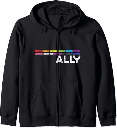 Proud Ally Bars Equality LGBTQ Genderfluid Flag Non-Binary Felpa con Cappuccio