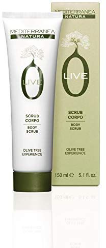 Mediterranea Linea Olive - Scrub Corpo Idratante per una Pelle Morbida, Levigata con Olio di Oliva Biologico ed Estratto di Foglie di Olivo - Azione Nutriente, Antiossidante e Antiage - 150 ml