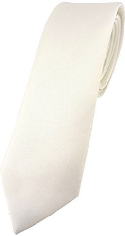 Cravatta di design sottile in tinta unita – Tie Clip, Bianco crema, Taglia unica