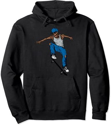 Halloween Skateboard Boys Skateboarding Kids Men Skeleton Felpa con Cappuccio