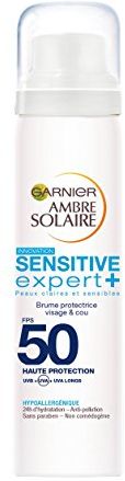 Ambre Solaire Sensitive Expert+ Brume Protectrice Visage & Cou (versione francese), spray protettivo viso e collo, ip 50, 75 ml