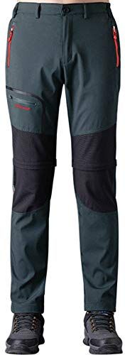 Pantaloni Trekking Uomo Asciugatura Rapida Traspiranti Impermeabile Softshell Zip off Pantaloni da Montagna Arrampicata Escursionismo Outdoor (Grigio-2, XX-Large)