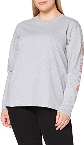 Logo Long-Sleeve T-Shirt Magliette, Heather Grey, Small Donna