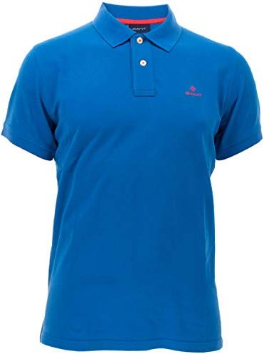 Contrast Collar Pique SS Rugger Polo, Blu (Nautical Blue 422), Large Uomo