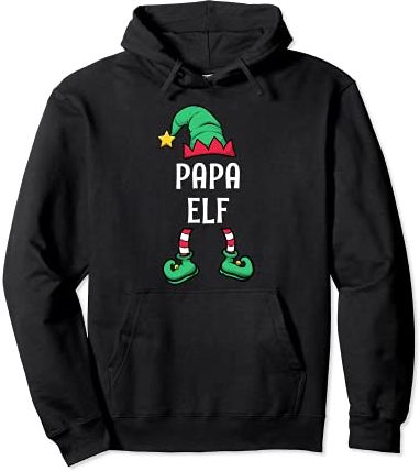 Papa Elf Partner look Family Abbigliamento Uomo Natale Felpa con Cappuccio
