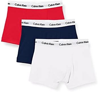 3 Pack Trunks-Cotton Stretch Intimo, Bianco (White/Red Ginger/Pyro Blue, XS (Pacco da 3) Uomo