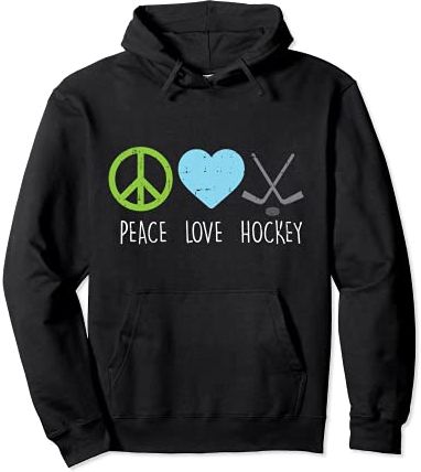 Peace Love Ice Hockey Cool Player Goalie Hippie Men Women Felpa con Cappuccio