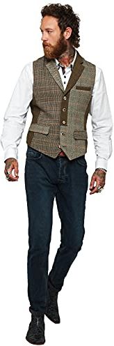 Truly Remarkable Waistcoat Giacca, Brown Multi, 38 Uomo
